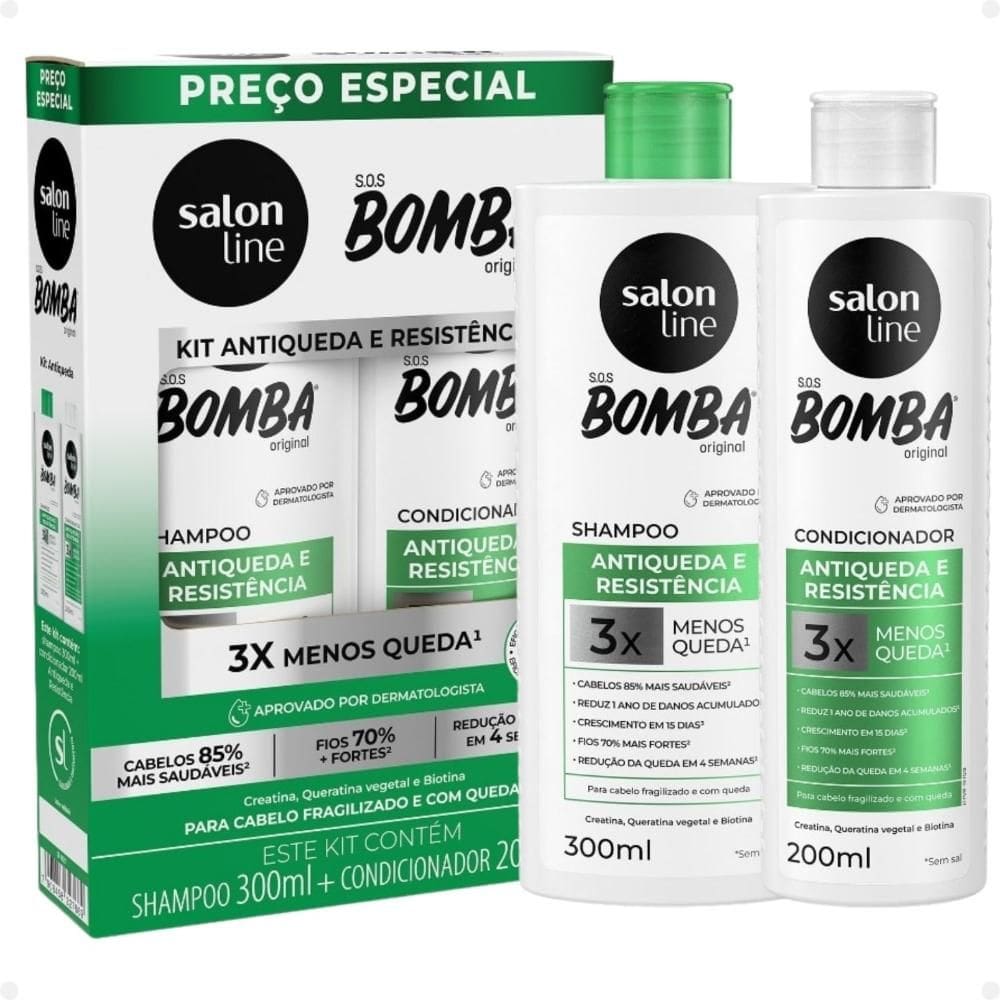 Kit Salon Line SOS Bomba Antiqueda e Resistência: Shampoo 300ml e Condicionador 200ml