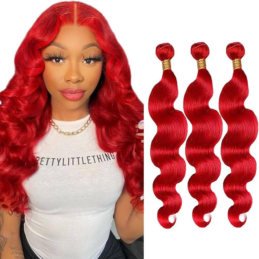 Extensões de cabelo GveoxVO Red Body Wave 8A Brazilian 14cm