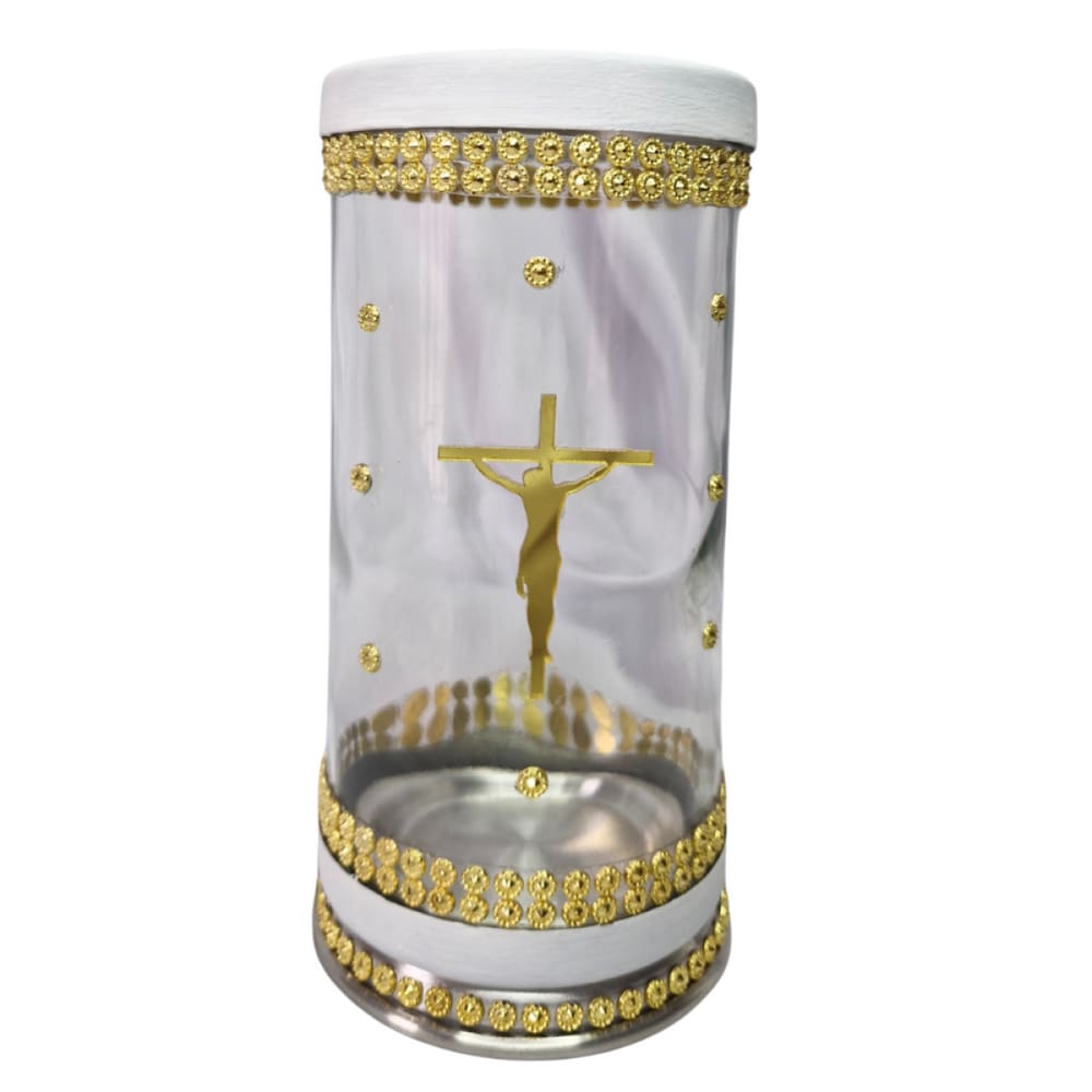 Porta Vela 7 Dias 18 cm Jesus Cristo Cruz + Presente