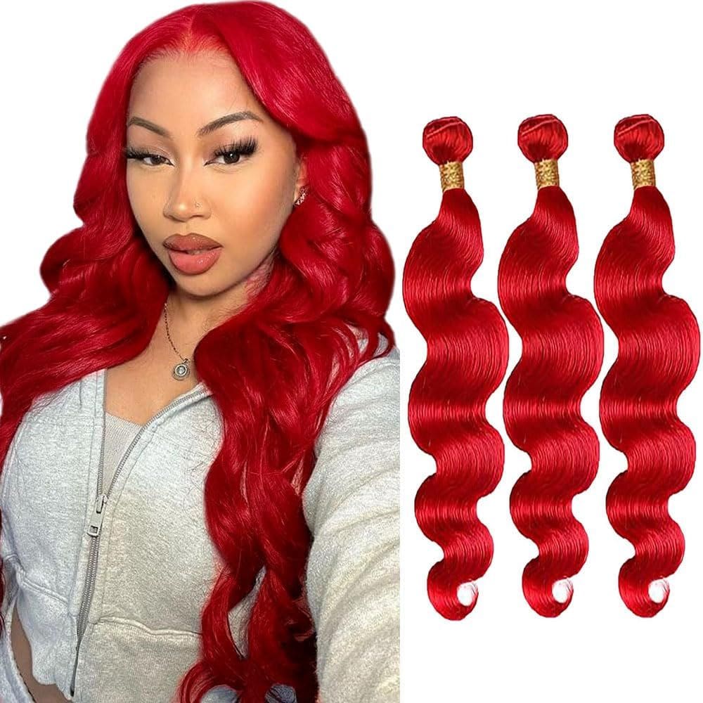 Extensões de cabelo GveoxVO Red Body Wave 8A Brazilian Virgin