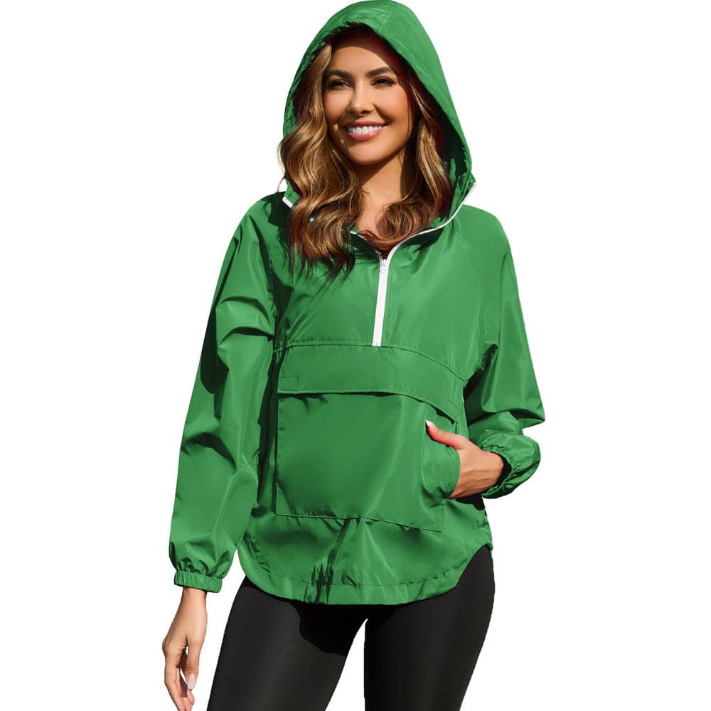 Casaco de chuva PESION feminino Windbreaker impermeável verde 3XL