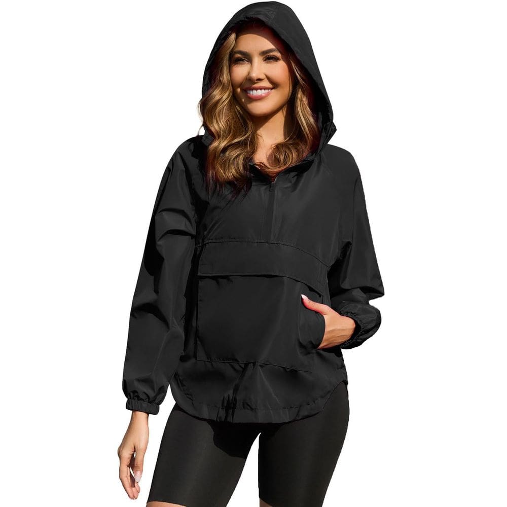 Capa de chuva PENION impermeável leve e corta-vento preta