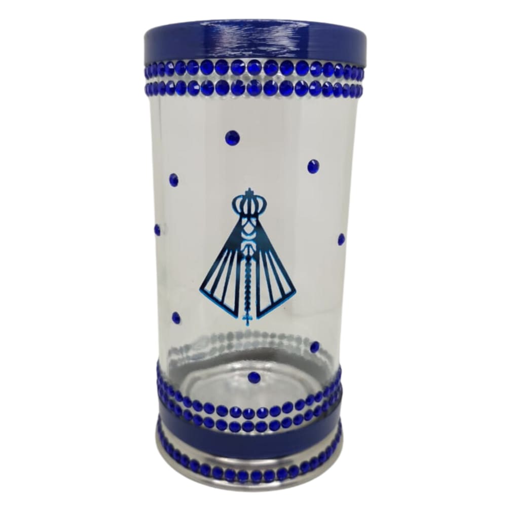 Porta Vela 7 Dias 18cm Vidro Nossa Senhora Manto + Presente