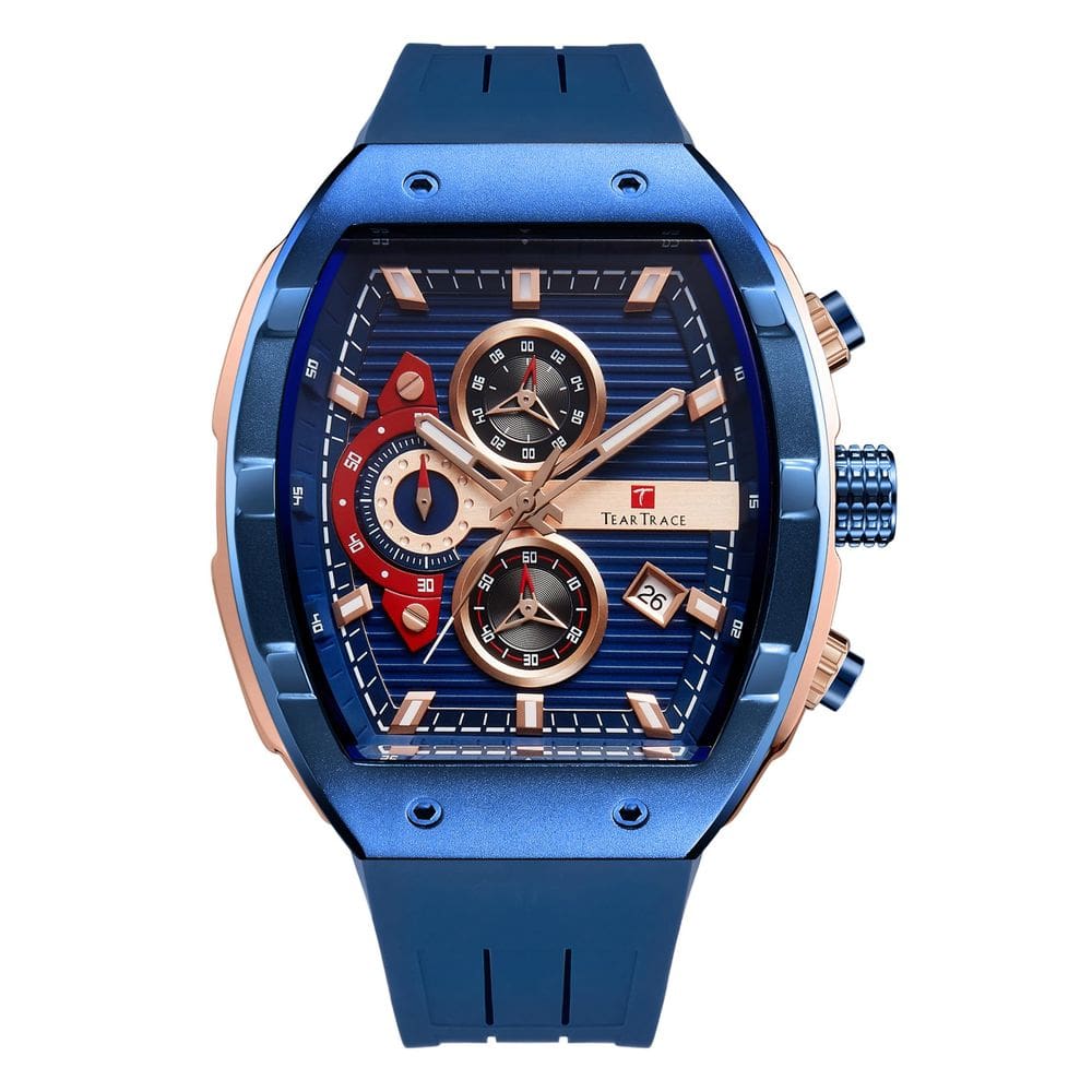 Relógio TEARTRACE Tonneau Chronograph à prova d`água para homens
