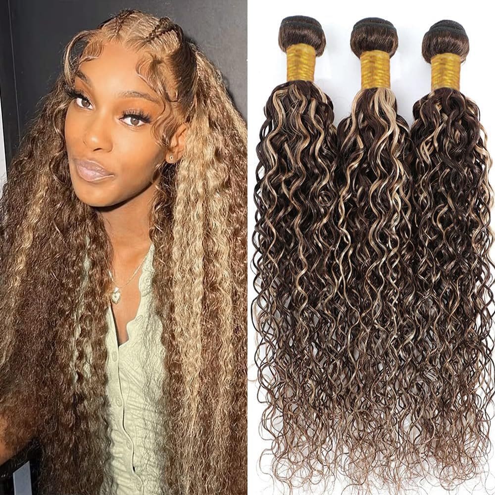 Pacotes de cabelo Dokksiiia Blonde Curly Wave P4/613 10 12 14