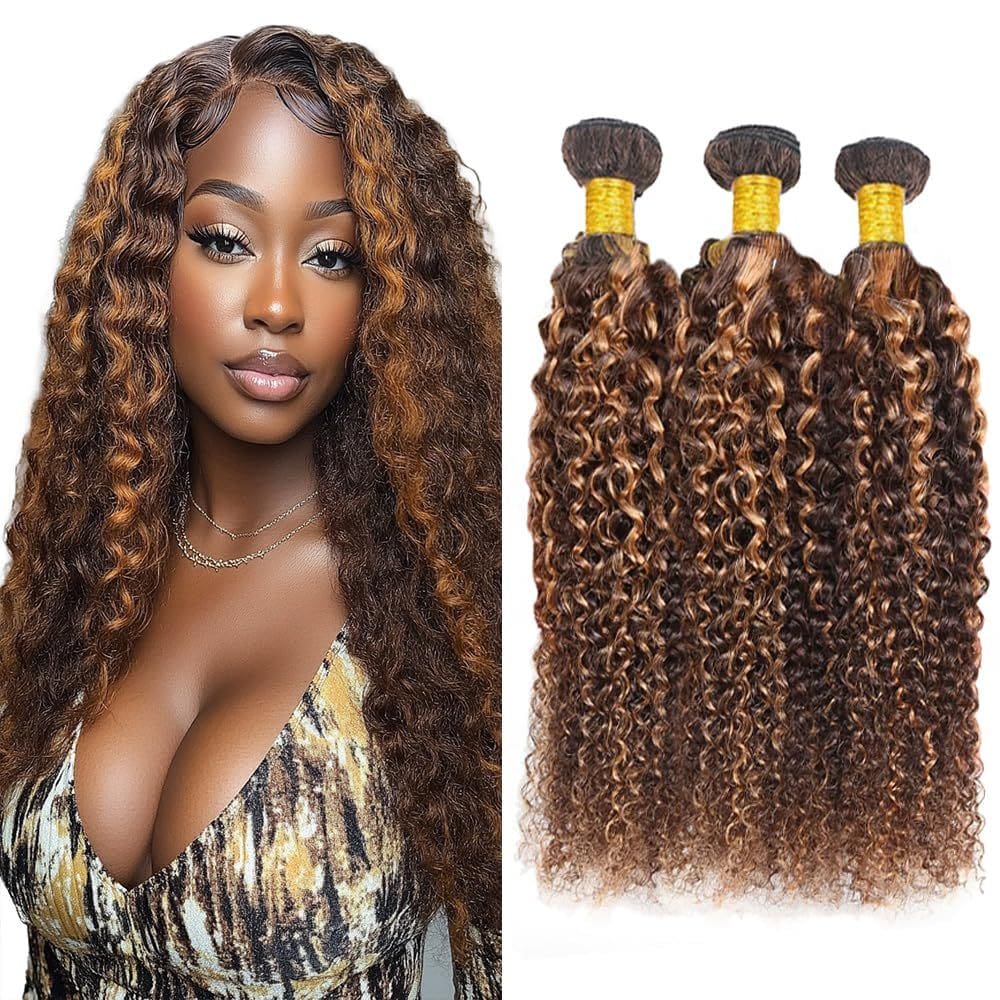Pacotes de cabelo Dokksiiia Piano Color Kinky Curly P4/30 30cm-70cm