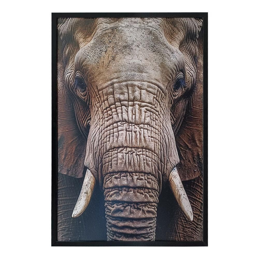 Quadro Decorativo Elefante Moldura Cx Alta 100x66 Titulos Moldura Preta