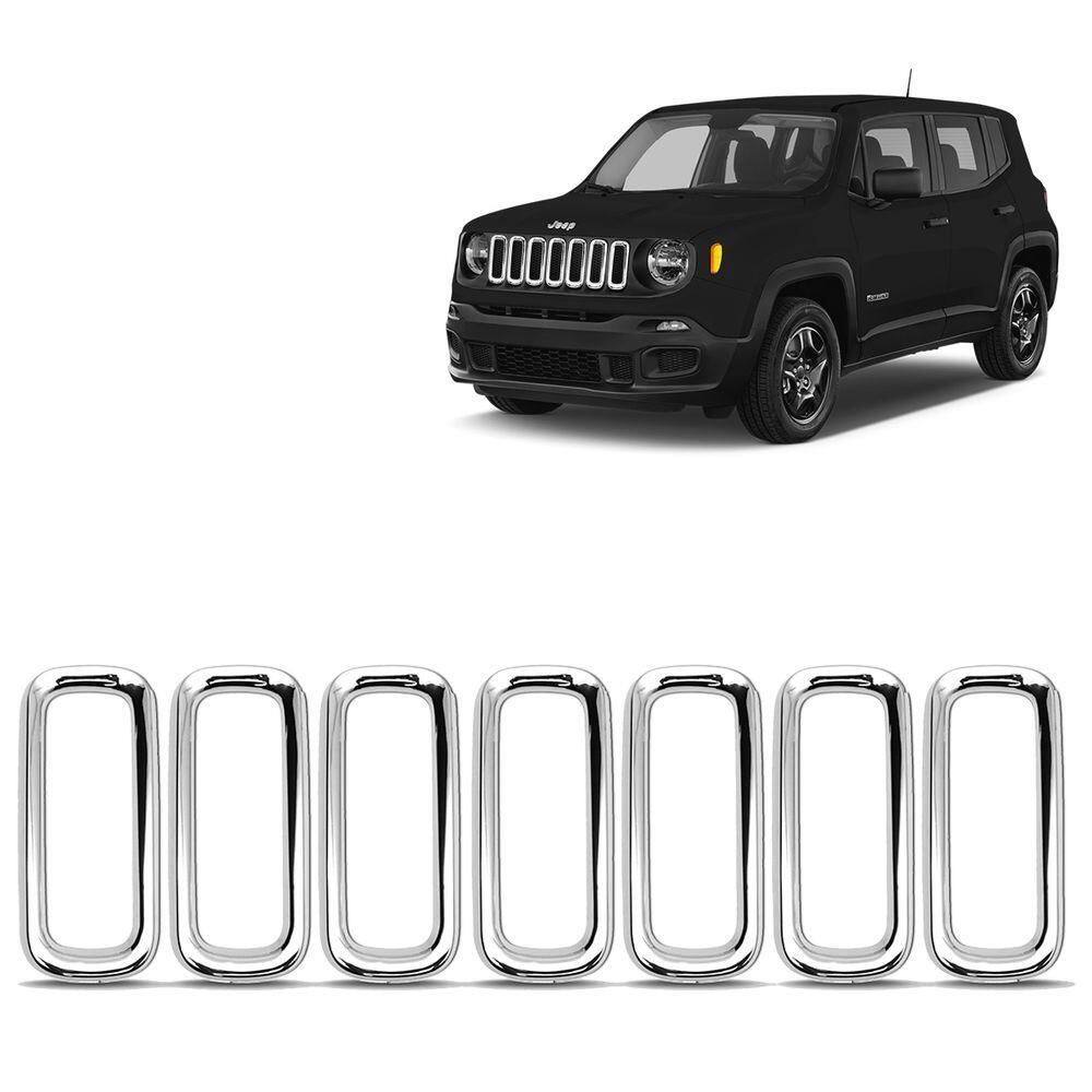 Aplique Cromado Grade Jeep Renegade 2015 A 2018 Aro Moldura