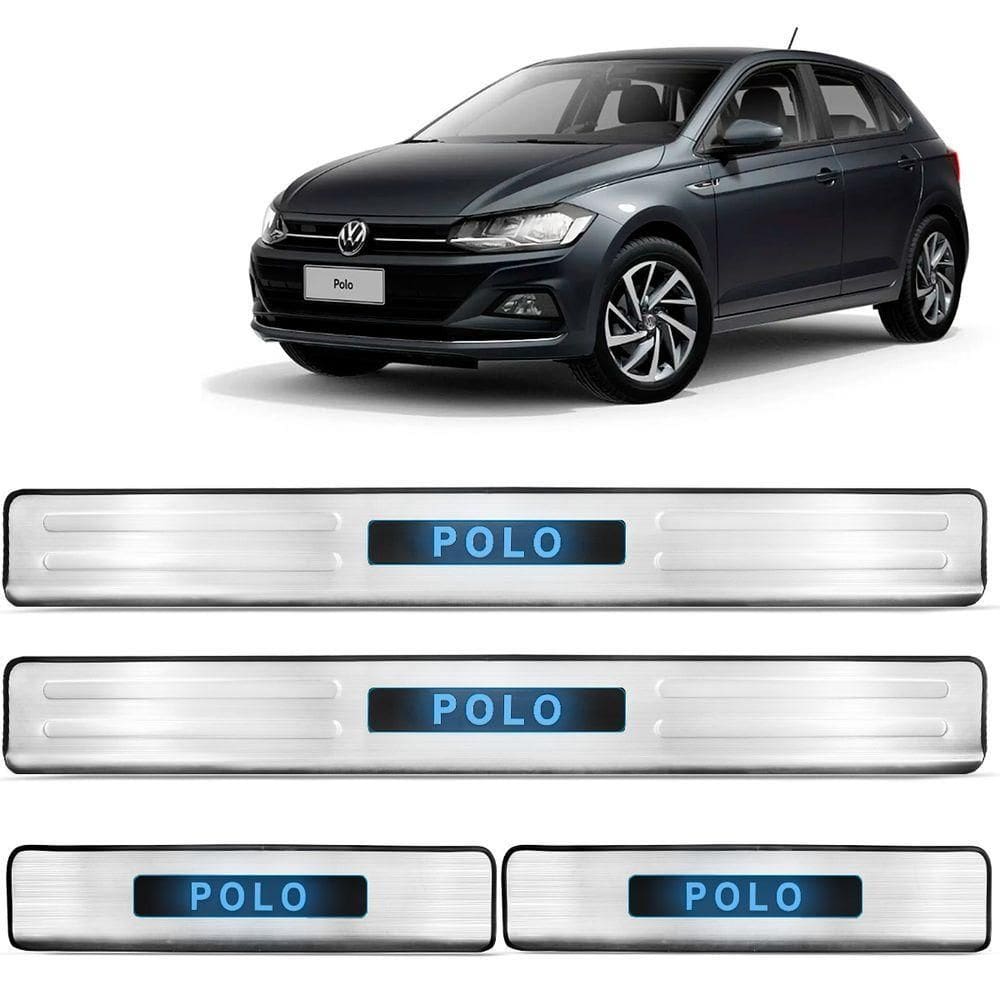 Soleira De Porta Polo 2018 A 2023 Aço Inox Com Led Azul