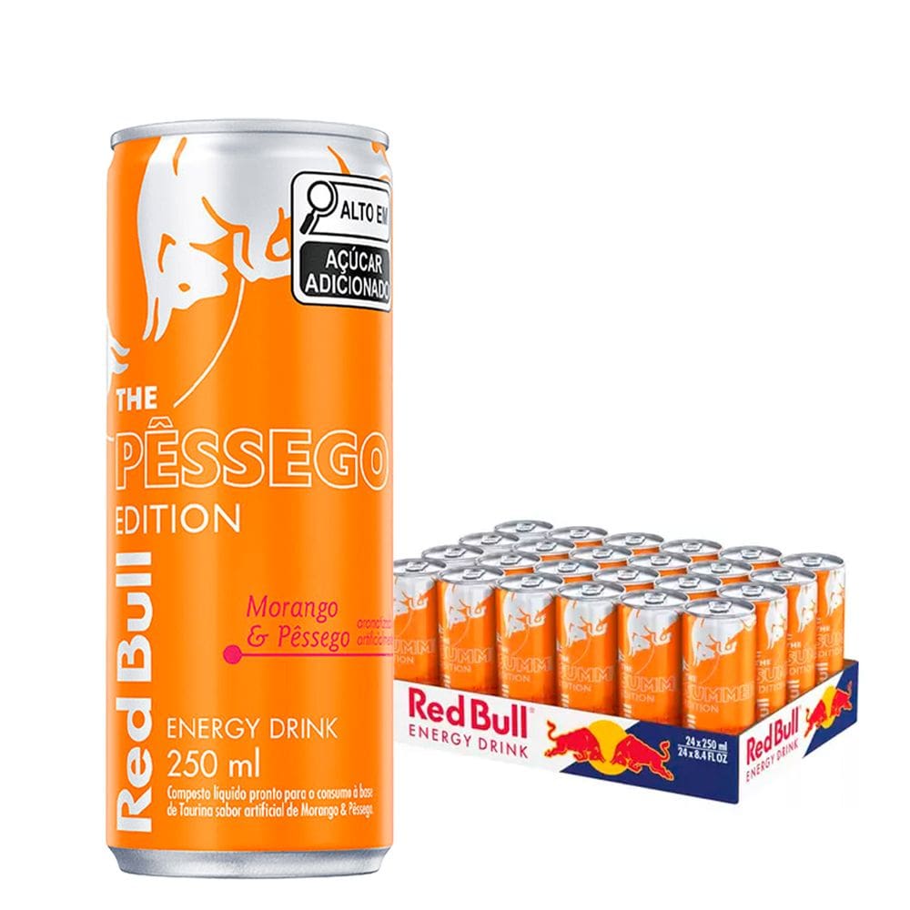 Energético Red Bull Morango e Pêssego 250ml 24 Unidades