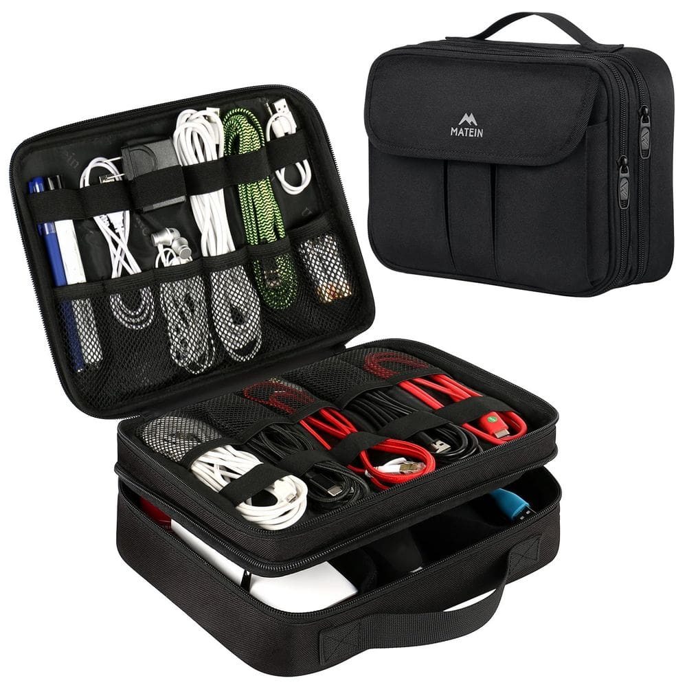 Organizador eletrônico MATEIN, estojo de viagem impermeável preto