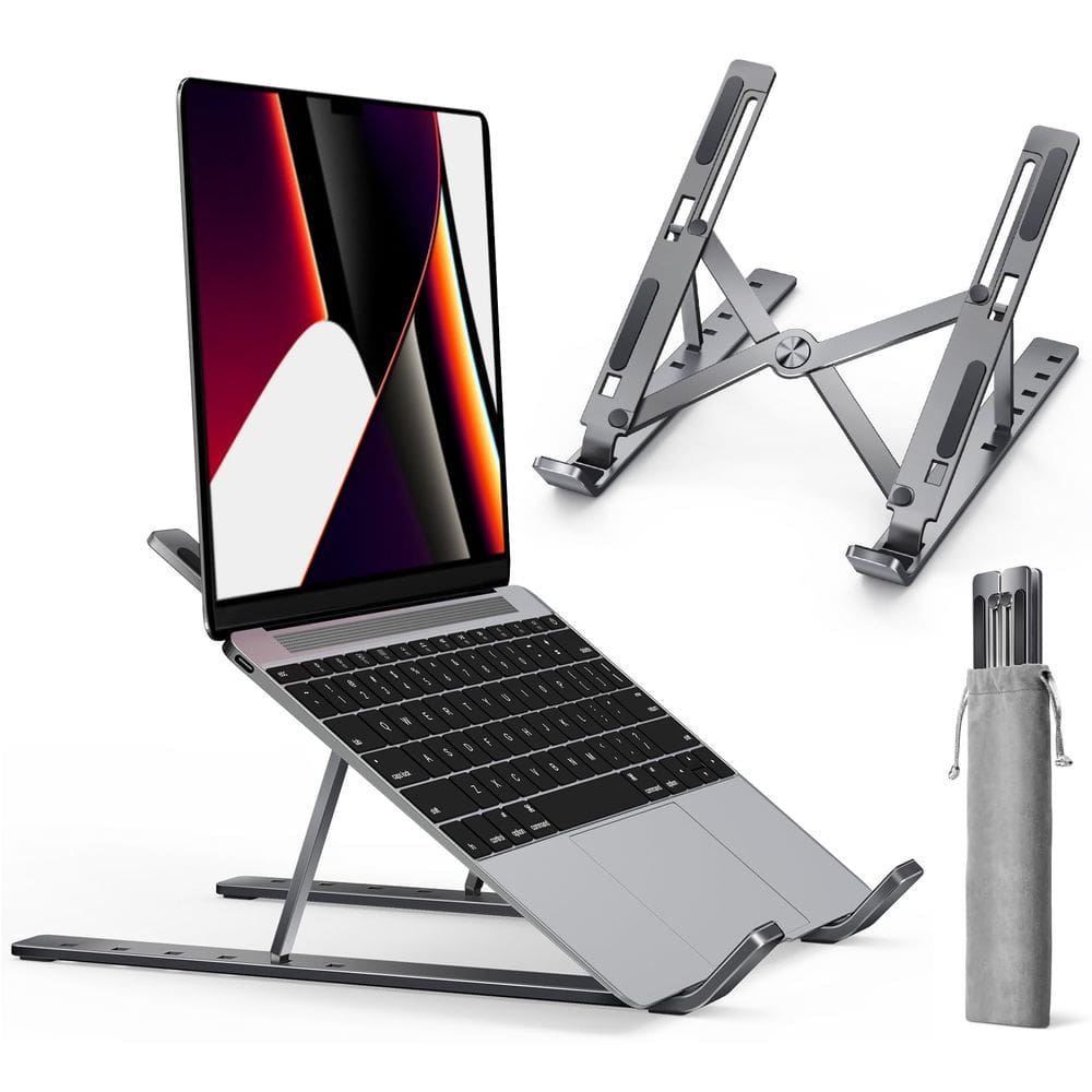 Suporte para laptop Ivoler Suporte para laptop Riser Alumínio Cinza