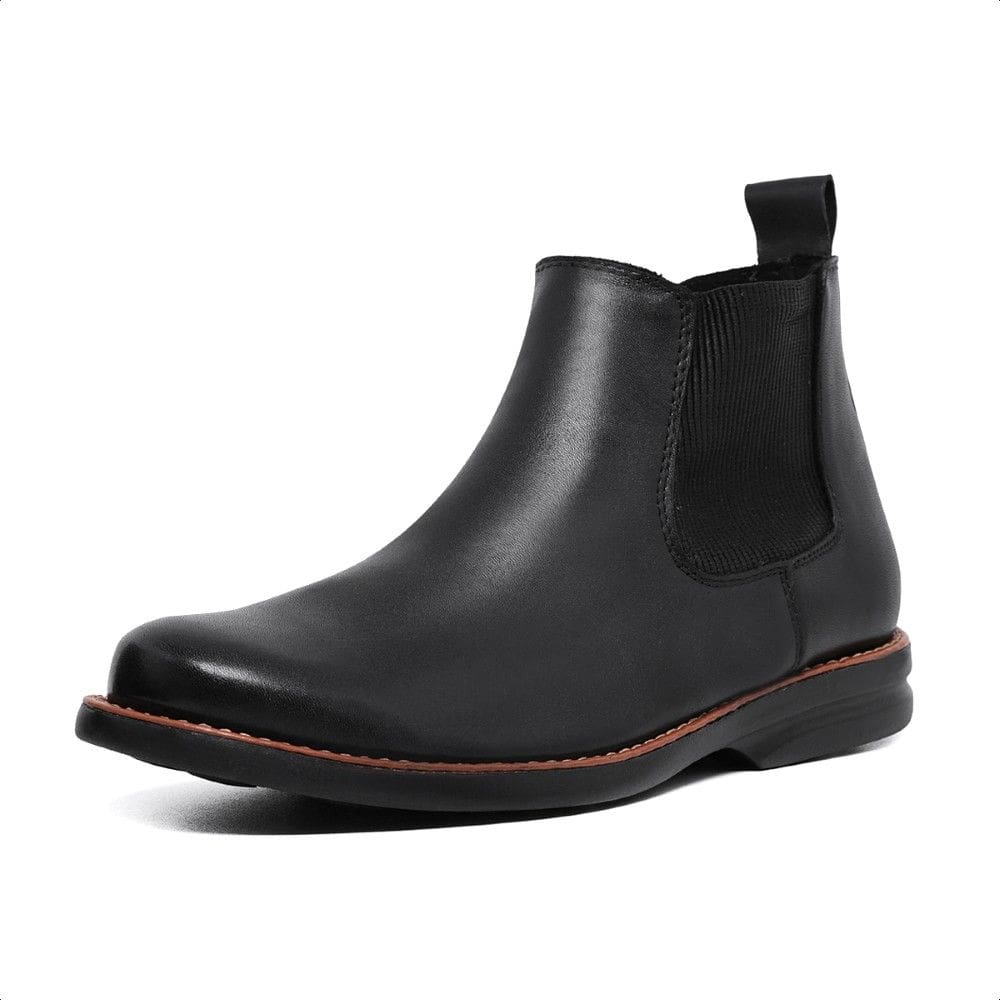 Botina Bota Chelsea Em Couro Masculina Elastico Lateral Calce Facil Puxador Traseiro Sola Borracha