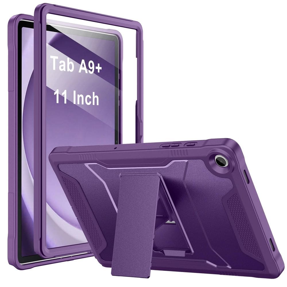 Capa Soke, protetora robusta de corpo inteiro para Samsung Galaxy Tab A9 Plus de 11" com protetor de tela e suporte roxo
