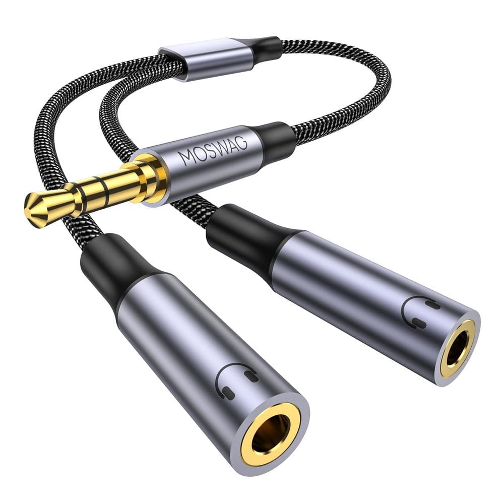 Divisor de fone de ouvido MOSWAG 3,5 mm estéreo para duplo fêmea de 3,5 mm