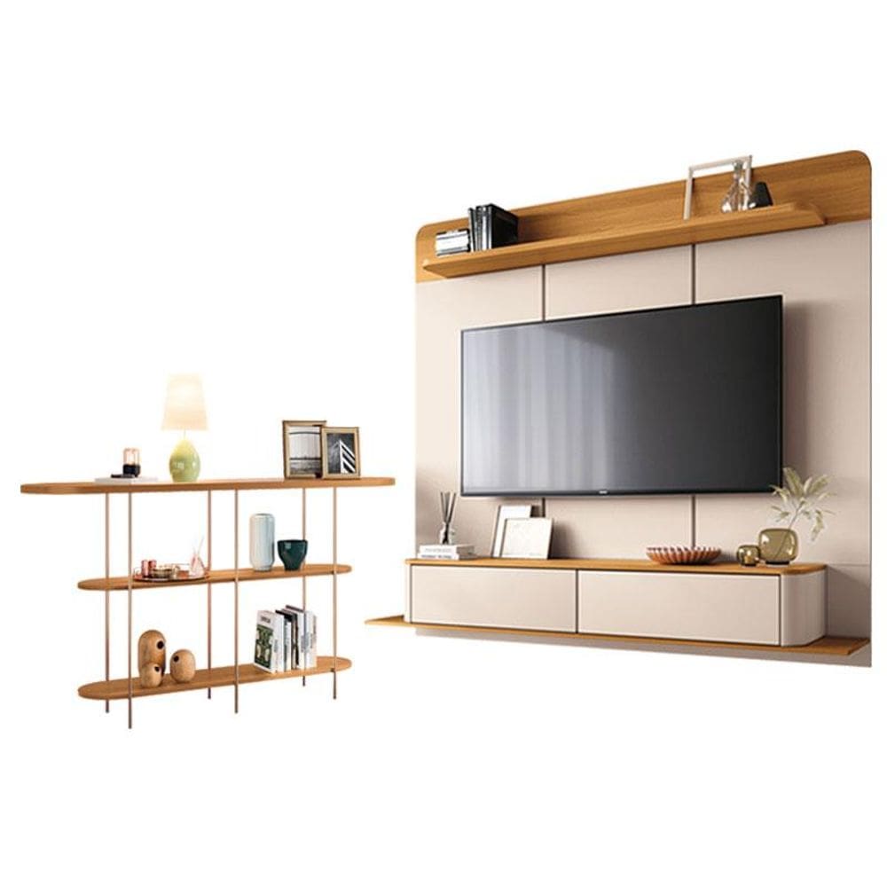 Home Suspenso Galax Cinamomo Off White e Aparador Infinity Cinamomo- HB Móveis
