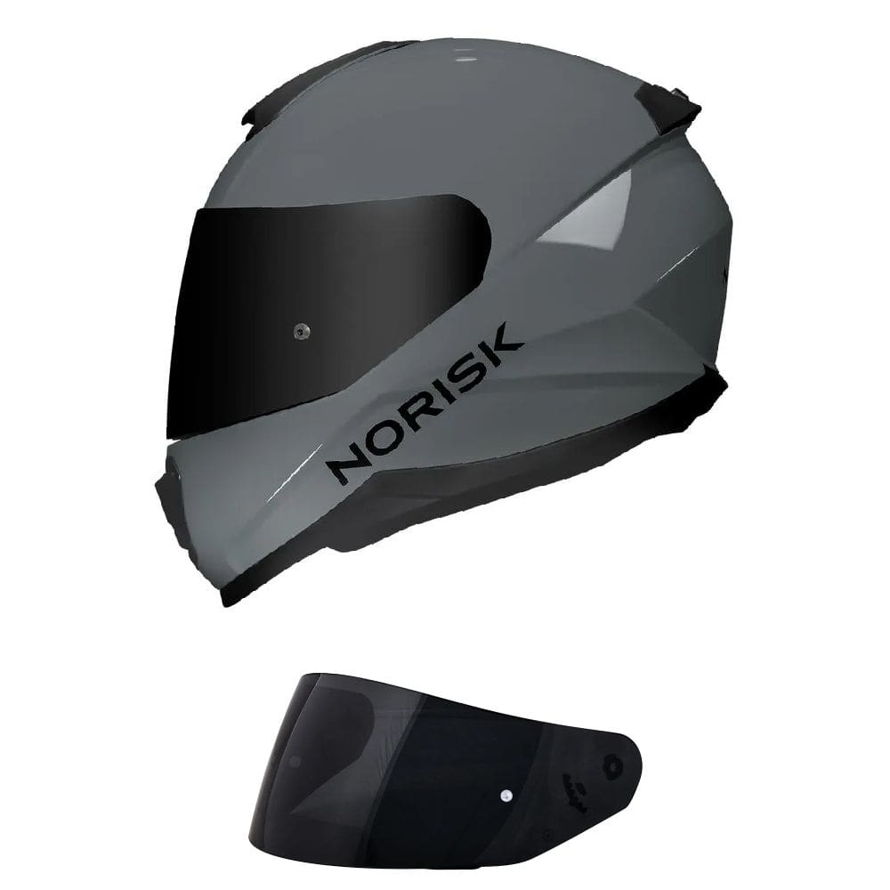 Capacete Norisk Razor Monocolor Cinza Nardo Mais Viseira Fumê