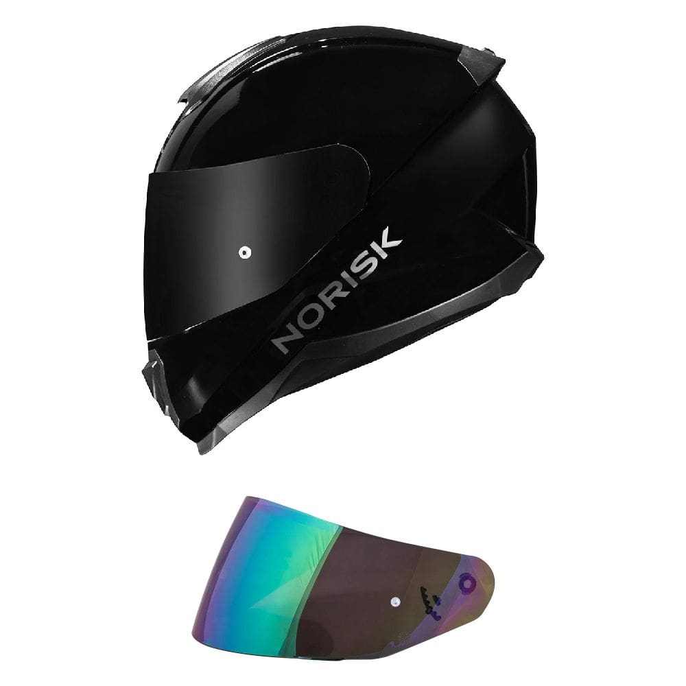 Capacete Norisk Razor Monocolor Preto Brilhante Mais Viseira Camaleão