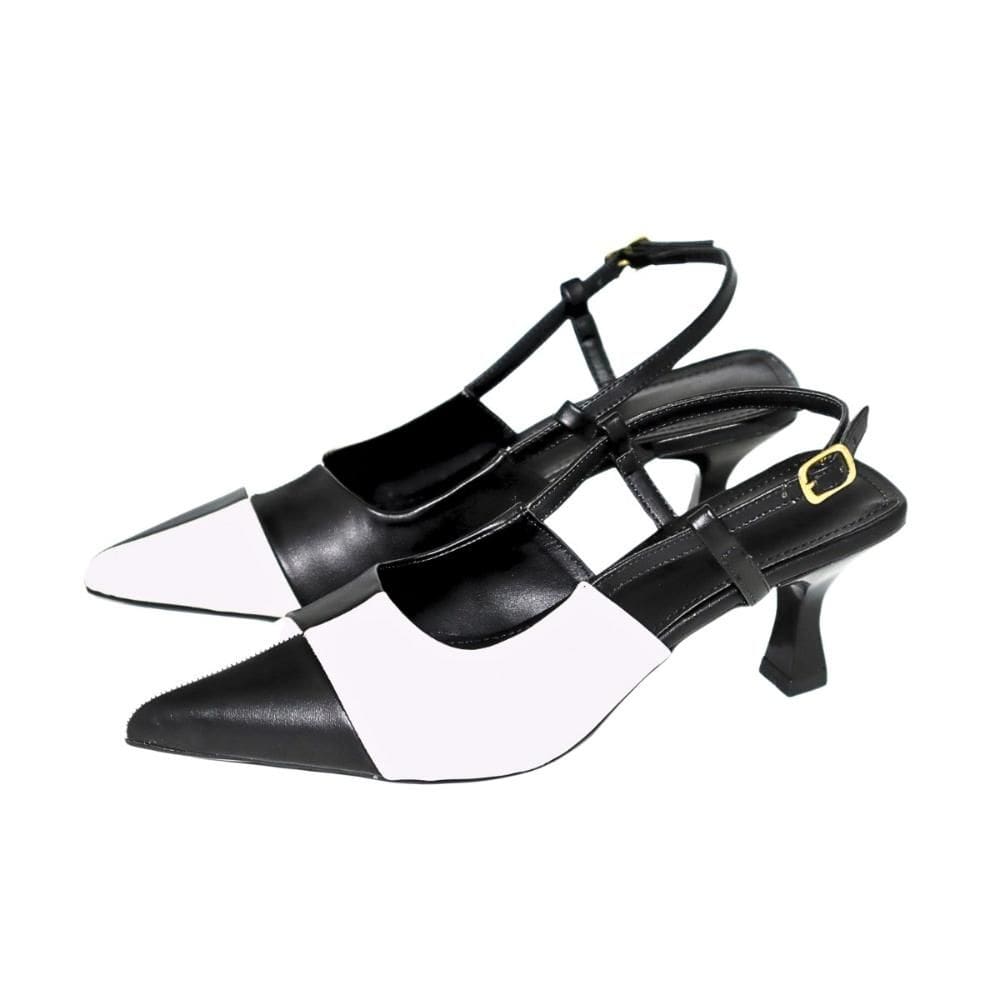 Scarpin Feminino Slingback Bico Fino Salto Médio Confortável