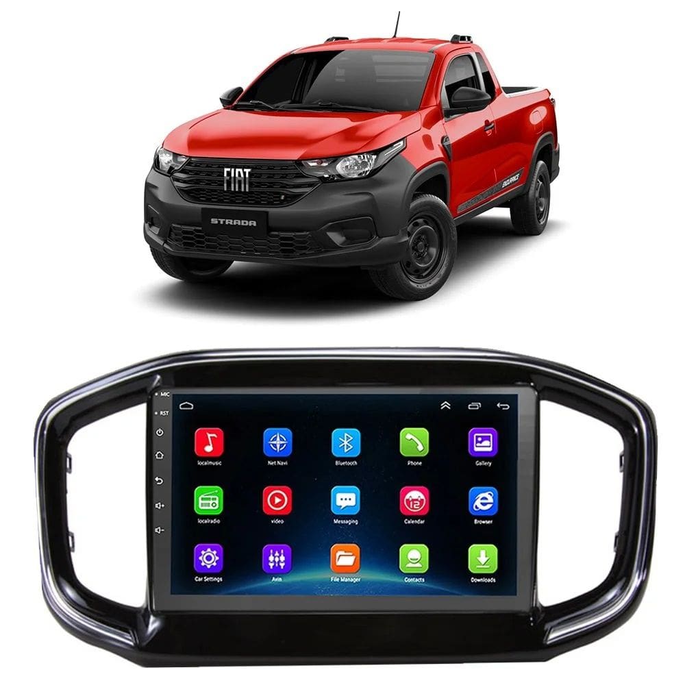 Kit Multimídia Strada 2020 21 22 23 24 25 Android 9 Pol 2/32Gb Carplay Gps WiFi Rádio Bt - Vision 8990CP