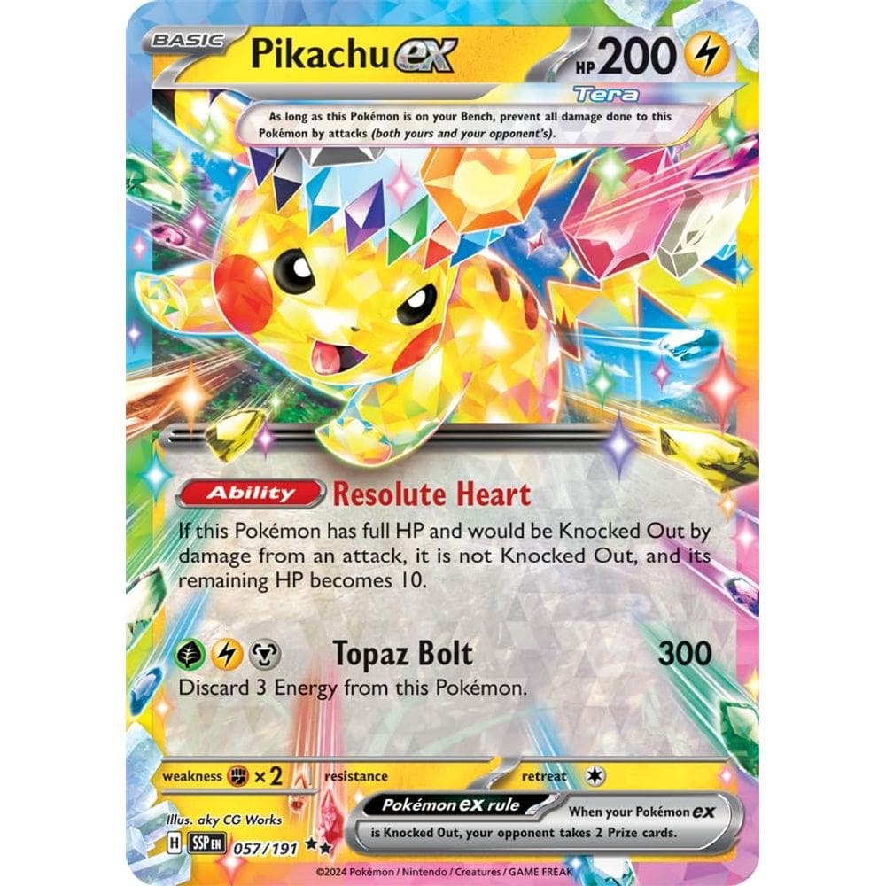 Cartão colecionável Pokémon Pikachu ex 057/191 Surging Sparks