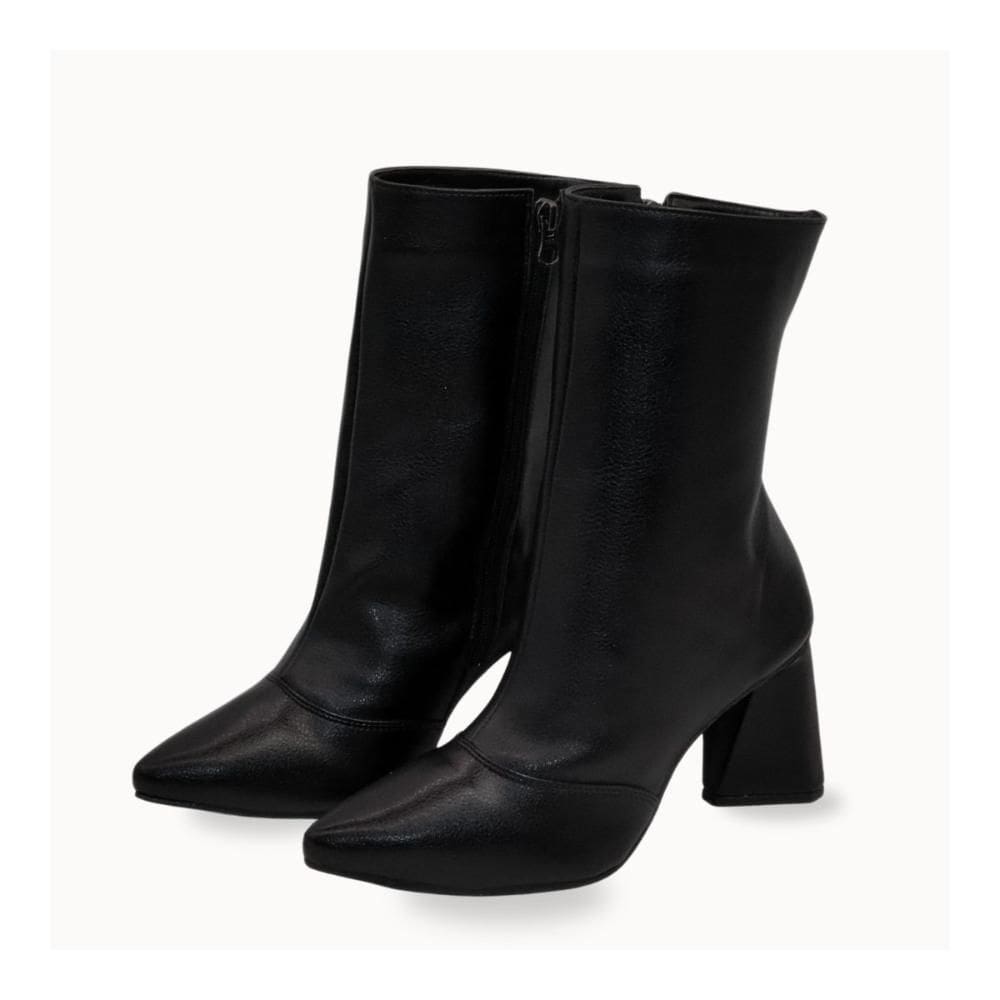 Bota Feminina Casual Cano Médio Salto Geométrico