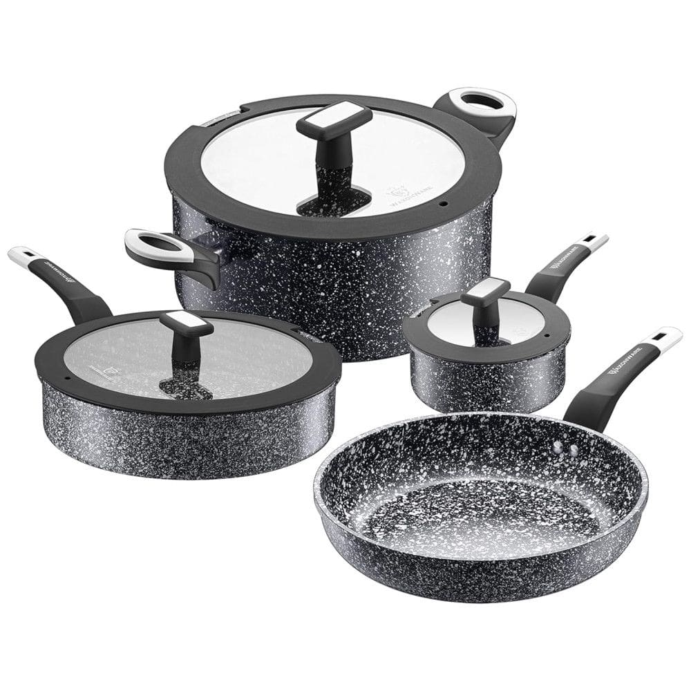 Conjunto de Panelas Antiaderente Revestida de Cerâmica, 7 Peças, WAXONWARE, Preto