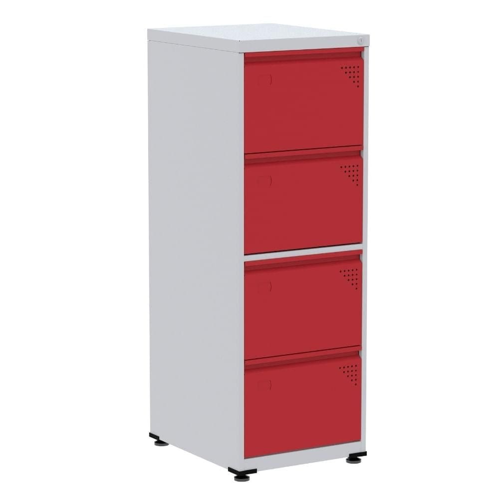 Armário de Arquivo de Aço Pandin 4 Gavetas gavetas Cinza/Vermelho
