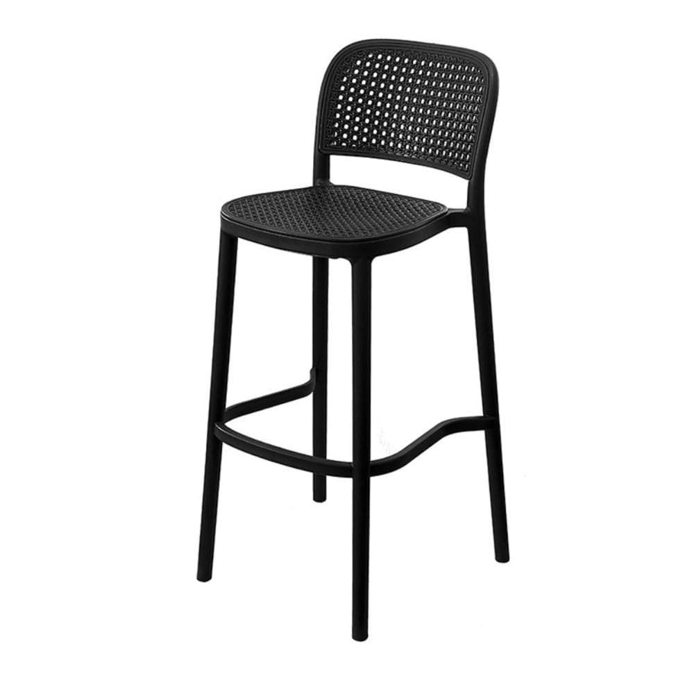 Banqueta Alta Amis Or Design 103 cm (alt) Polipropileno Preto Assento Encosto Simulando Palha Preto