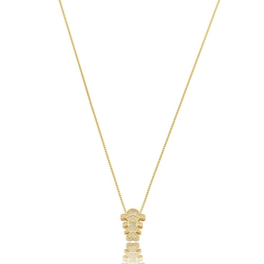 Colar Mae E Filha Com Zirconias Banhado Em Ouro 18k