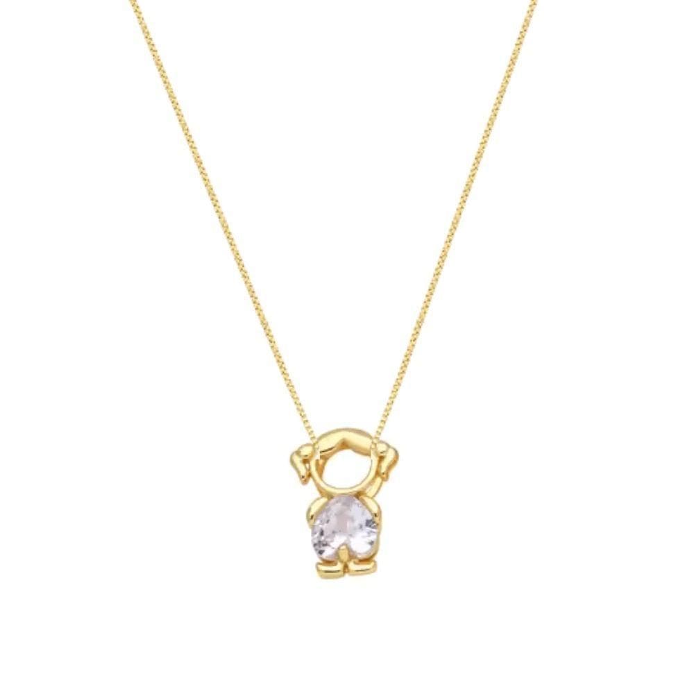 Colar Mae E Filha Menina Com Cristal Banhado Ouro