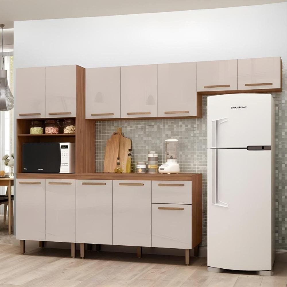 Armario De Cozinha Pop 1 Forno Com 12 Portas E 1 Gaveta Freijo/baunilha/freijo