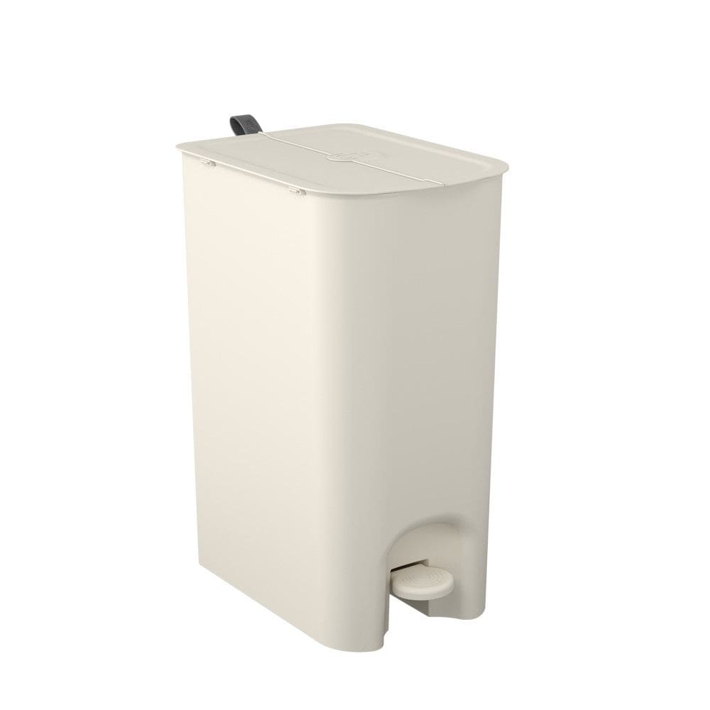 Lixeira com Pedal Borboleta Dupla 20L (10+10) Bege com Alça Cinza Coza