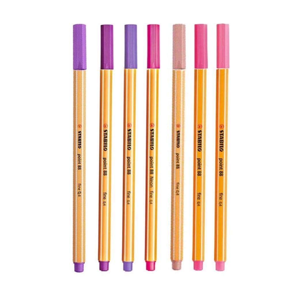 Caneta Fineliner 0.4mm Point 88 7 Tons de Rosa e Roxo - Stabilo