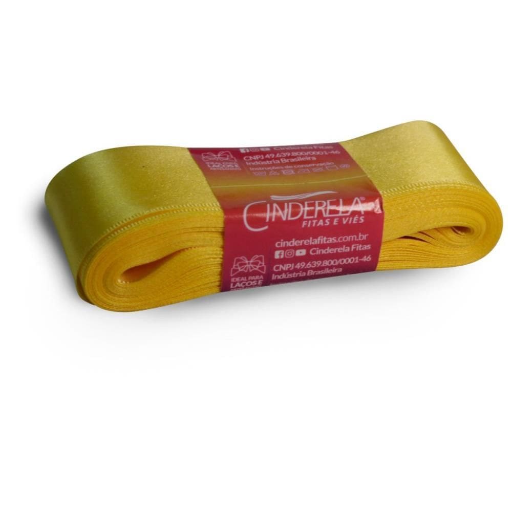 Fita De Cetim 38mm 10m. Amarelo Canário - Cinderela
