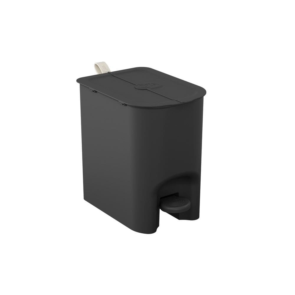 Lixeira com Pedal Borboleta 6L Preto com Alça Bege Coza