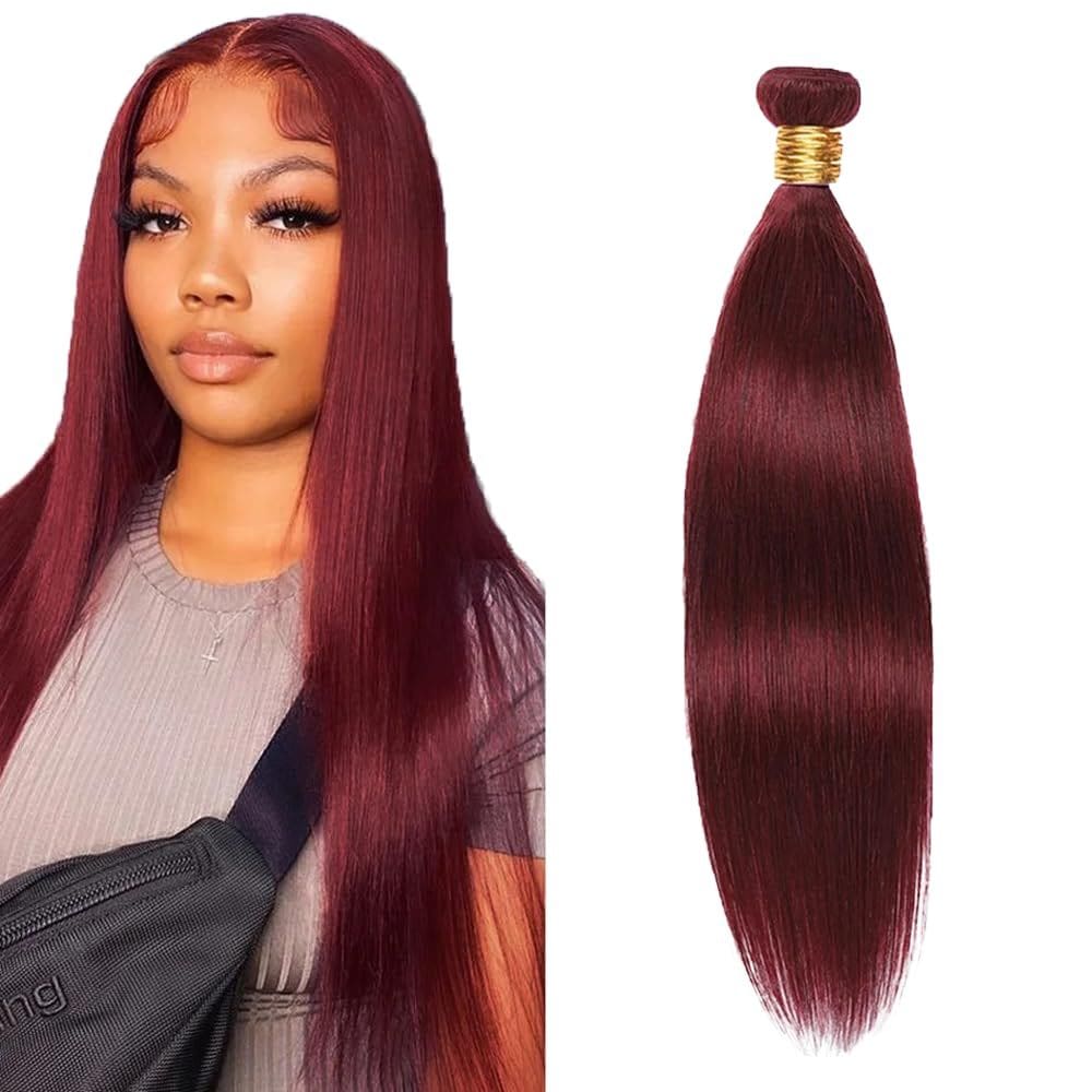 Pacotes de cabelo Vinmdonm 99J Burgundy Straight 34cm Cabelo humano