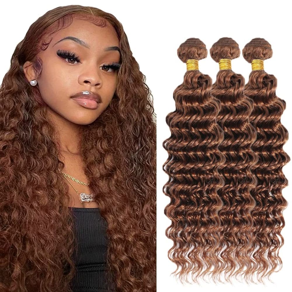 Pacotes de cabelo DiexRlamx Brown Deep Wave 8A Brazilian 30#