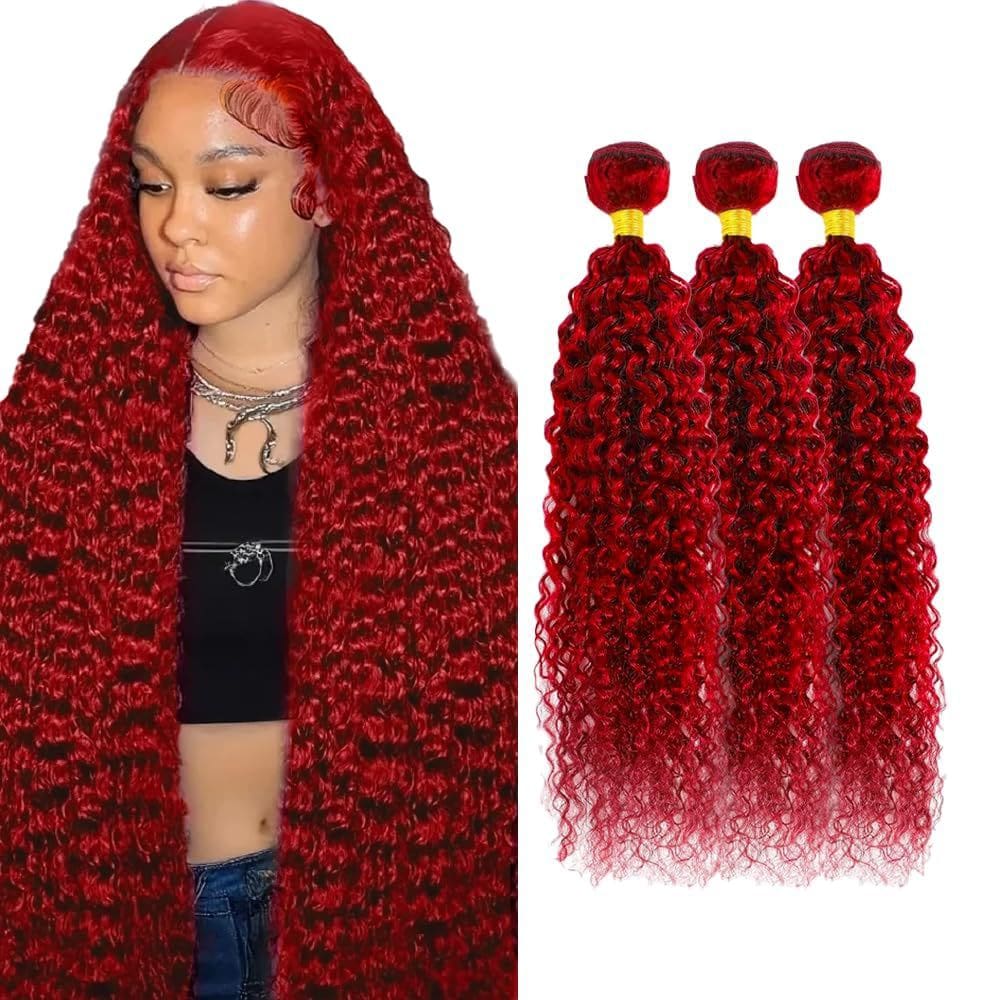 Pacotes de cabelo DiexRlamx Burgundy Kinky Curly 50 55 60 cm 300g