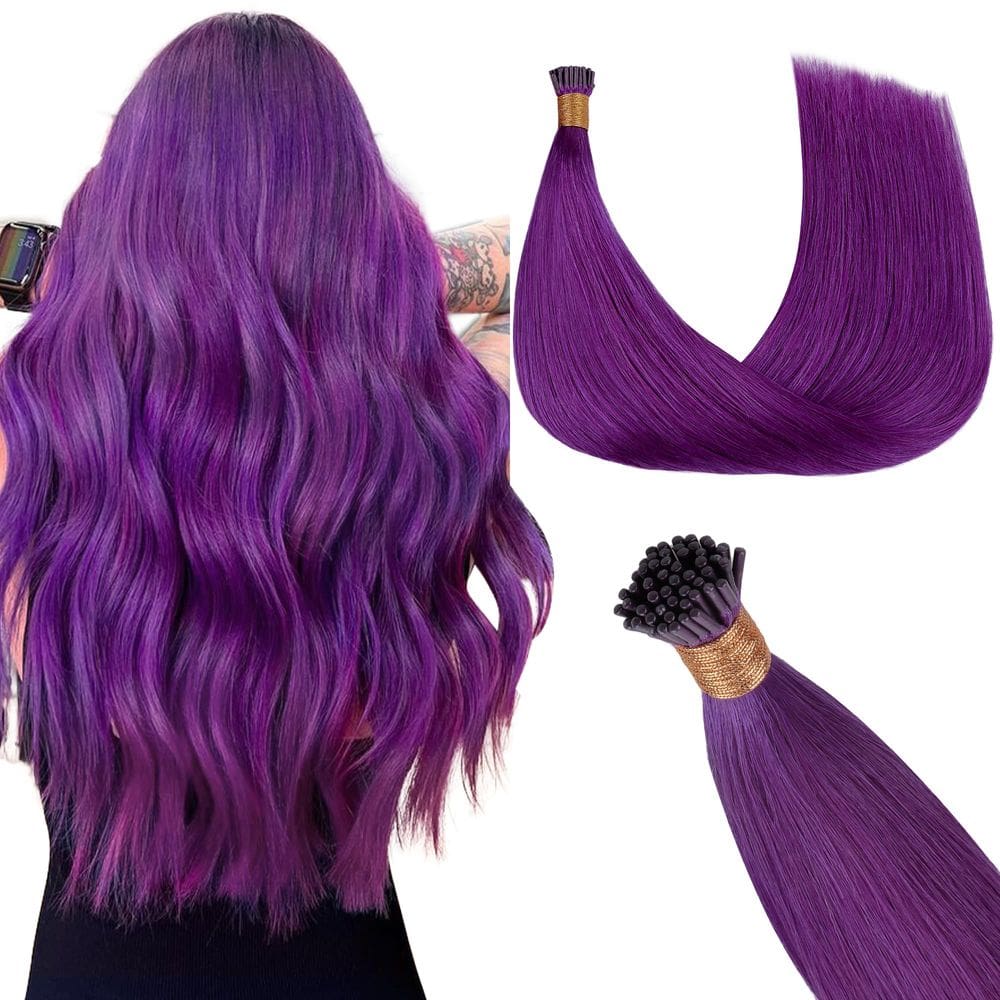 Extensões de cabelo GOO GOO Colored I Tip 18 polegadas 50 g 50g roxo