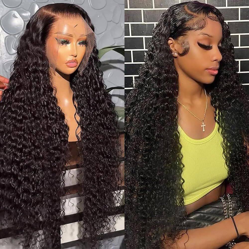 Peruca Bangxunk Deep Wave Lace Frontal 13x6 HD Transparente 18\"