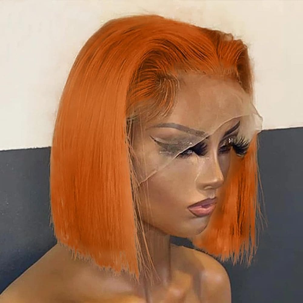 Peruca Thusiae Ginger Bob, 25% de densidade, 10\", cabelo humano laranja
