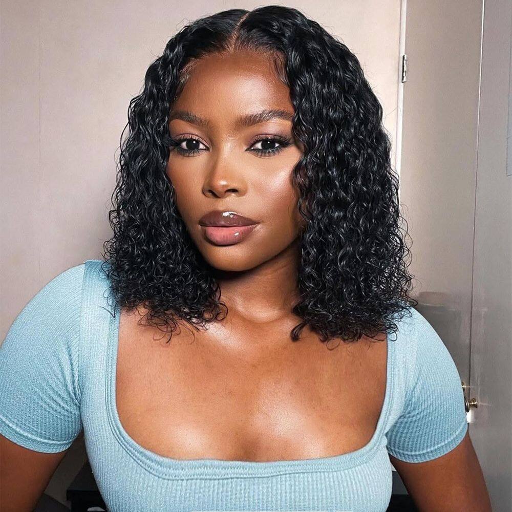 Peruca Superfect Bob, 30 cm de profundidade, cabelo humano encaracolado, 180% de densidade