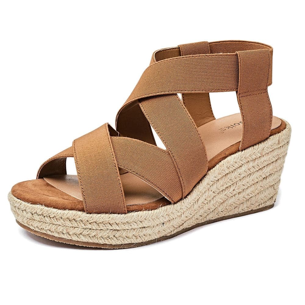Sandálias Luoika Wide Wedge Platform, tornozelo, marrom, 12XW