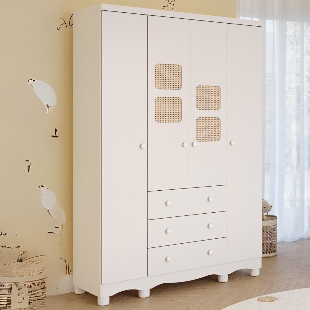 Guarda Roupa Infantil Telinha 4 Portas 3 Gavetas 100% MDF
