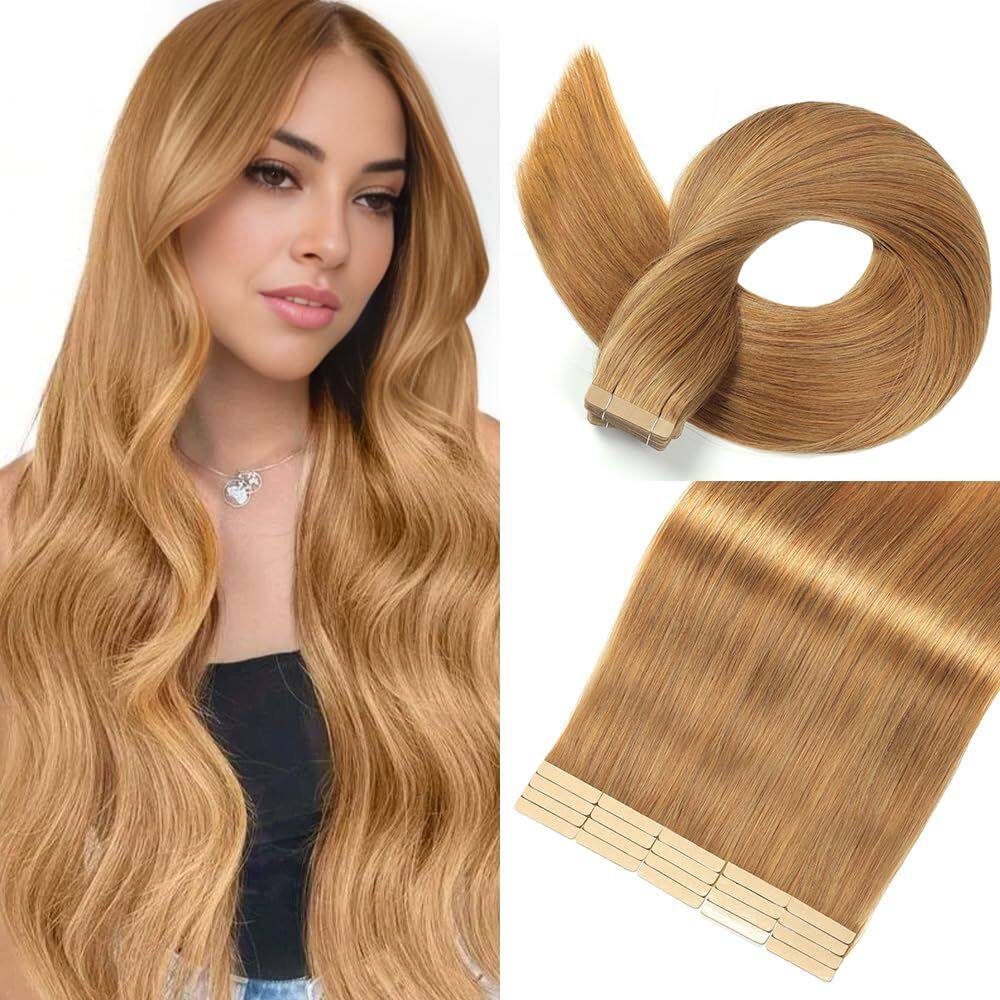 Fita adesiva em extensões de cabelo YNSNR Caramel Blonde 50cm para mulheres