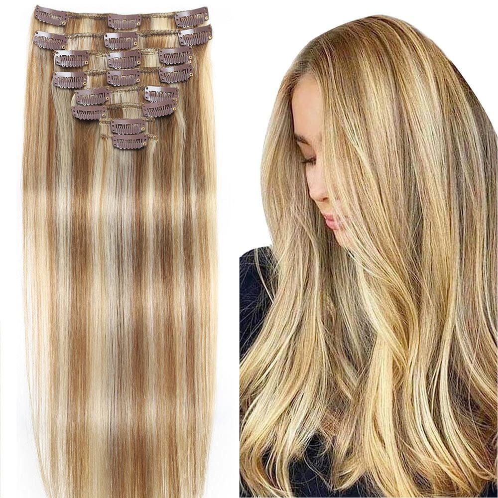 Extensões de cabelo Clip in FIPOHIRA Light Blonde 20" 80g