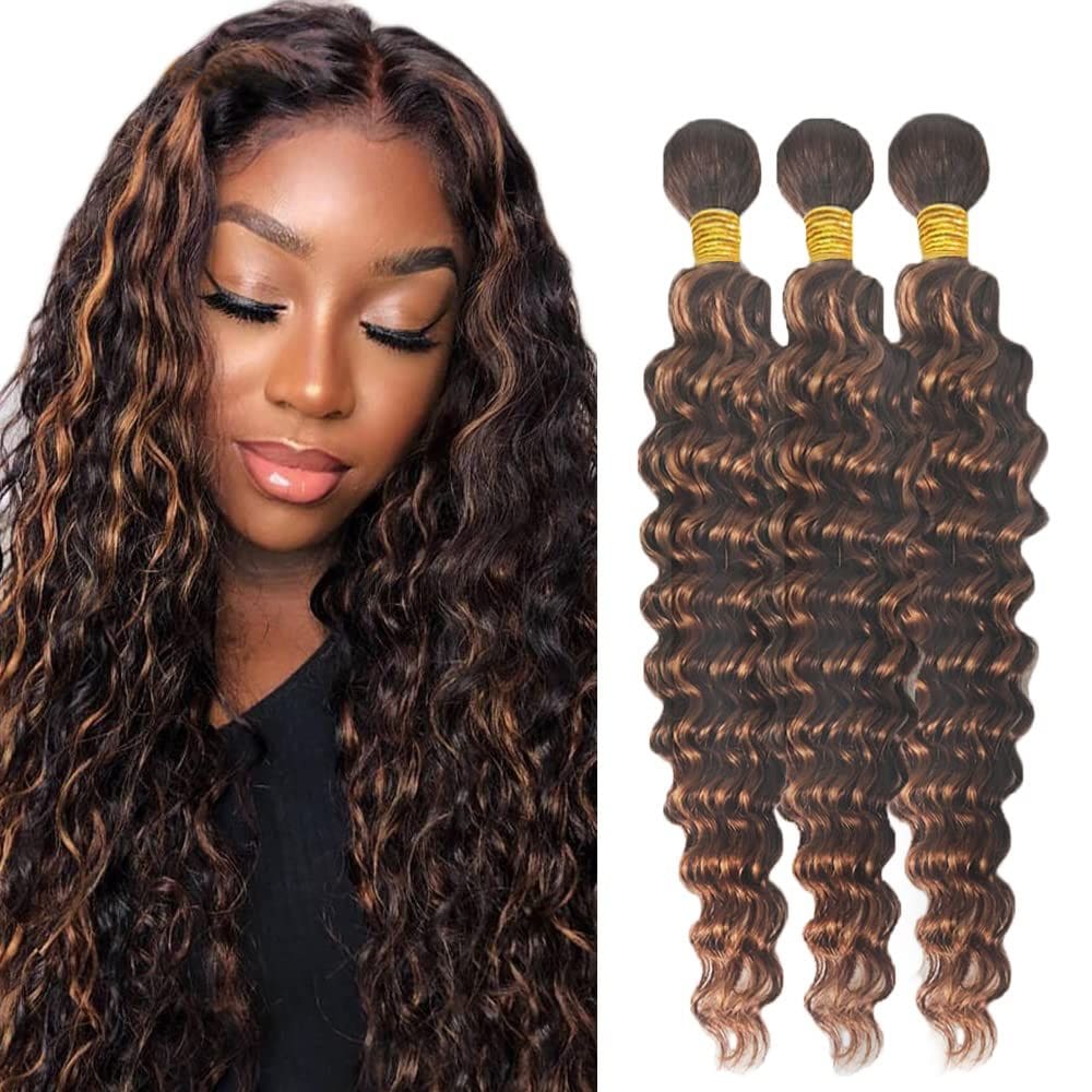 Pacotes Hair Weave ZevPiul Dark Brown Loose Deep Wave 3