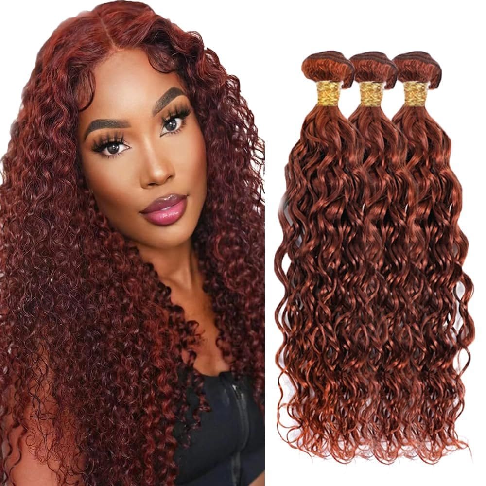Pacotes de cabelo ZevPiul Copper Red Water Wave 22 22 22 polegadas