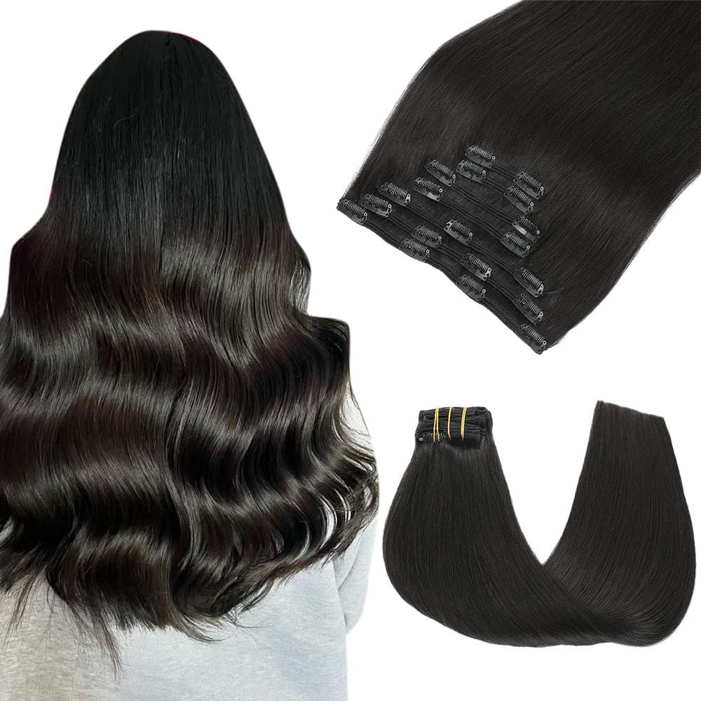 Extensões de cabelo SAFIRENY Clip em cabelo humano real 40cm 140g